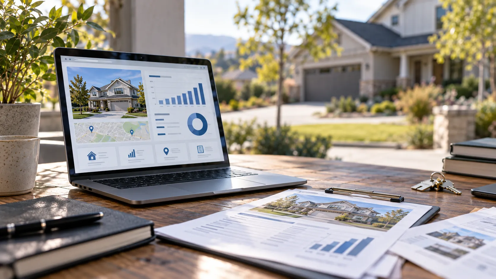 Laptop showing a real estate appraisal analytics dashboard